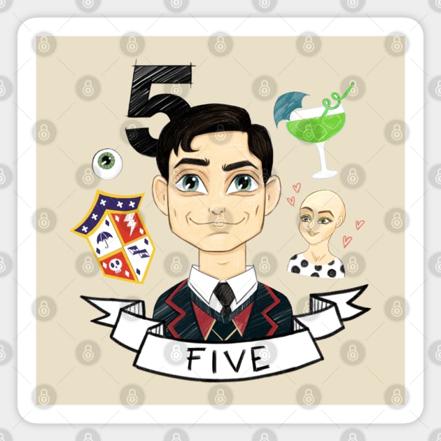 Number Five - The Umbrella Academy Sticker by conshnobre